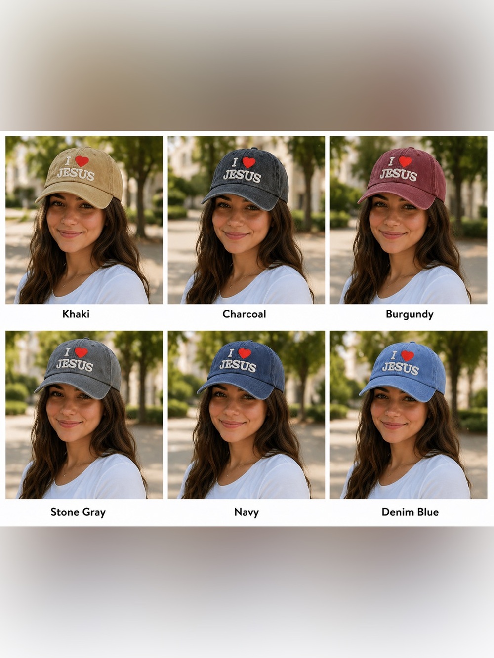 I ♥ JESUS Embroidered Baseball Cap - Multiple Colors strap back
